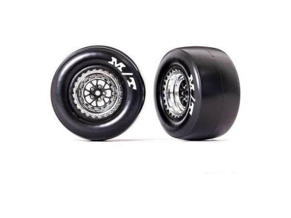 (TRA9476R) Traxxas kolo, disk Weld chrom/černý, pneu sticky (zadní) (2ks)
