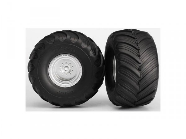 (TRA3663) Traxxas kolo 2.0/3.0", disk saténový chrom, pneu Terra Groove (2ks)