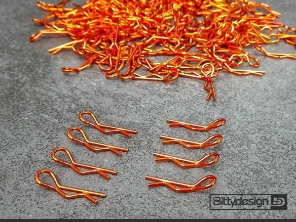 (BDBC-8ORANGE) Sponky na karoserie 1:10 (oranžové) (4+4ks)