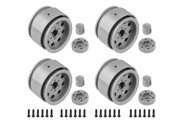 (AE42108) Enduro plastové Ocho Beadlock disky 1.90, stříbrné (4ks)