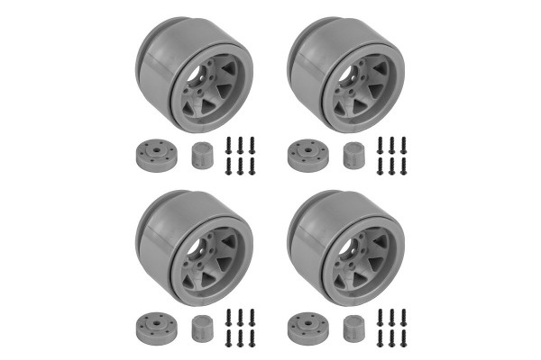 (AE42110) Enduro plastové Trigon Beadlock disky, 1.55, stříbrné (4ks)