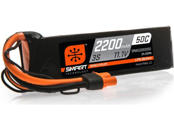 (SPMX22003S50) Spektrum Smart LiPo 11.1V 2200mAh 50C IC3