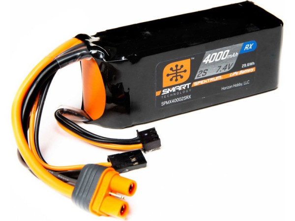 (SPMX40002SRX) Spektrum Smart LiPo 7.4V 4000mAh Rx IC3