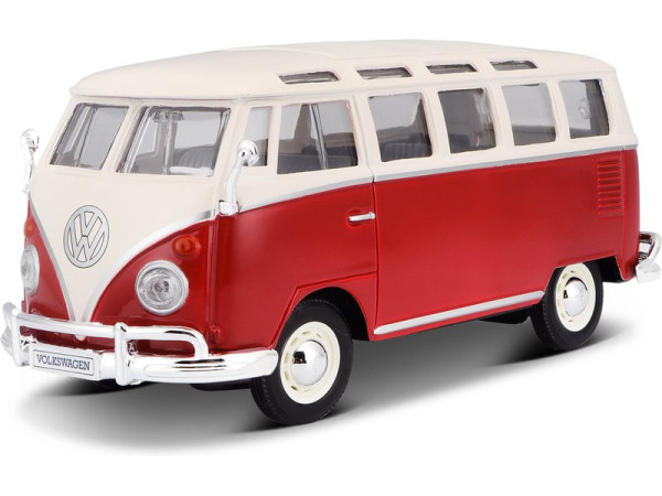 (MA-31956R) Maisto Volkswagen Van Samba 1:25 bílo/červená (6)