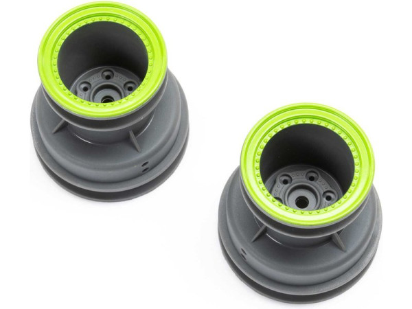 (LOS41044) Losi disk kola MT světle šedý, beadlock zelený: Mini LMT (2ks)