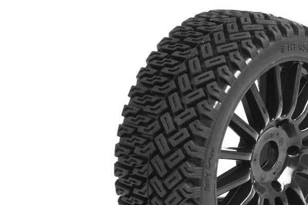 (HTR-T454B) Kola buggy Rallycross nalepená, černé disky, 1:8 (2ks)