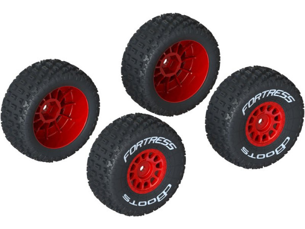 (ARA550116) Arrma kolo s pneu dBoots FORTRESS, disk červený (4ks)