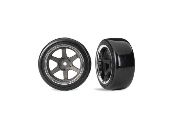 (TRA10575) Traxxas kolo 1.9", grafitově šedý disk, pneu drift tvrdá zadní (2ks)