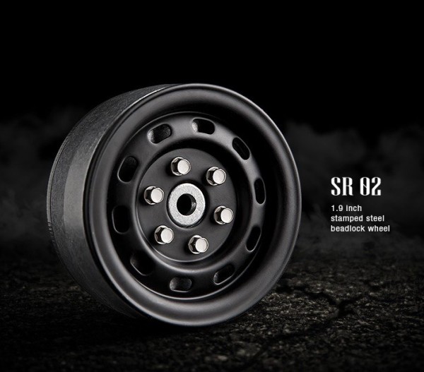 (GM70174) 1.9 SR02 Beadlock Wheels (Matt Black) (2ks)