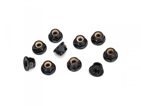 (TRA8347) Traxxas samojistmá matice M4 s vroubky černá (10ks)