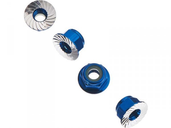 (AXA1046) Axial matice samojistná M4 vroubkovaná modrá (4ks)