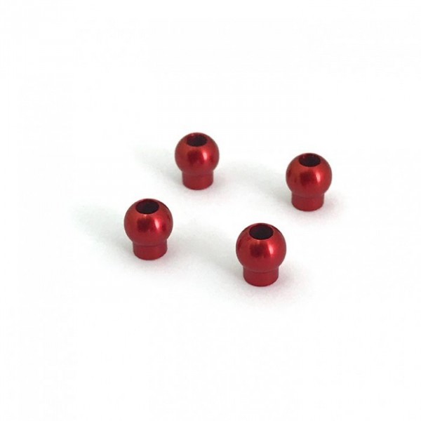 (GM0020098) Aluminum Shock End Ball 7.6x6.8mm Red (4ks)