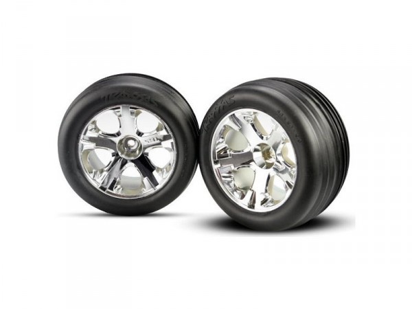 (TRA3771) Traxxas kolo přední Ribbed 2.8, stříbrný disk (2ks)