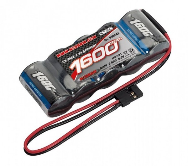 (999603) Nosram XTEC 1600mAh 6V NiMH RX-pack Straight 2/3A