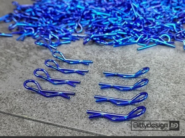 (BDBC-8BLUE) Sponky na karoserie 1:10 (modré) (4+4ks)