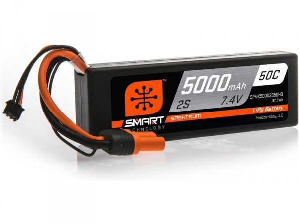 (SPMX50002S50H3) Spektrum Smart LiPo 7.4V 5000mAh 50C HC IC3
