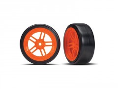(TRA8376A) Traxxas kolo 1.9", disk split-spoke oranžový, pneu Drift (přední) (2ks)