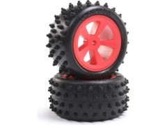(LOS41023) Losi kolo zadní s pneu 4 Row, červené: Mini JRX2 (2ks)