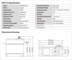 (DWC135) Servo Doyono Coreless HV Waterproof CNC 40.0kg/0.18sec (4)