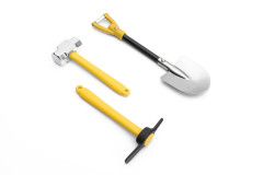 (KAV52.1.103) Set kovové kladivo, krumpáč a rýč 1:10