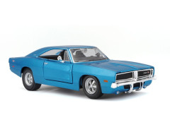 (MA-31256B) Maisto Dodge Charger R/T 1969 1:25 modrá metalíza (8)