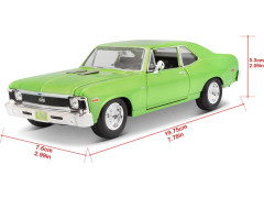 (MA-31262GN) Maisto Chevrolet Nova SS 1970 1:24 světle zelená metalíza (14)