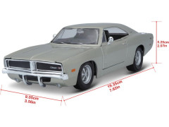 Maisto Dodge Charger R/T 1969 1:25 stříbrná