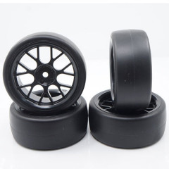 (YR-WL-0100) Kola Drift Spec D CS Wheel Offset +3 Black w/Tire 1:10 (4ks)