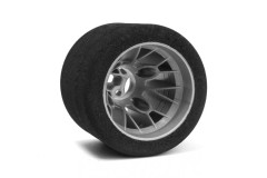 (HRE007-0032) Mechová zadní kola PAN CAR 1:10, stříbrný disk, sh 35 (2ks)