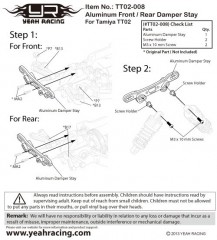(TT02-008BU) TT-02 přední/zadní držák tlumičů hliníkový (1ks)