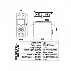 (KN-2116LVMG) Servo Konect (0.16s, 20.32kg/cm)